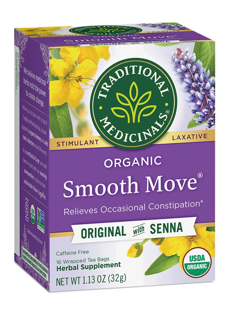 Traditional Medicinals Organic Smooth Laxative, Relieves Occasional Constipation,Caffeine Free, 16 Tea Bags - Image 1